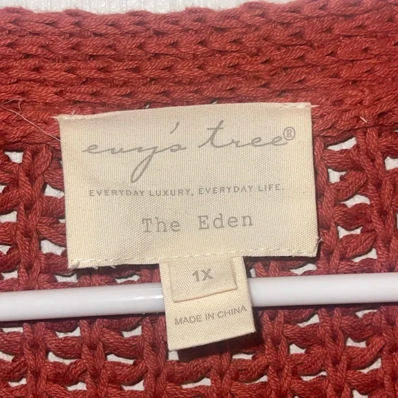 Evy’s Tree The Eden Size 1X Burnt Orange Mid Length Open Front Sweater - Picture 3 of 5